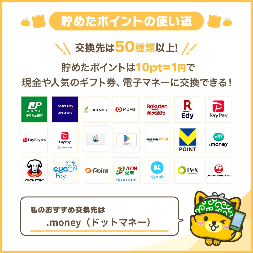 ポイントの使い道の説明バナー